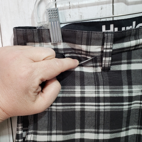 Hurley Phantom Black White Plaid Walking Shorts - Picture 4 of 9
